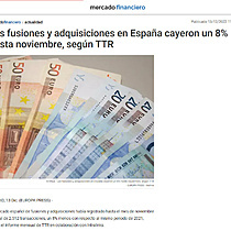 Las fusiones y adquisiciones en Espaa cayeron un 8% hasta noviembre, segn TTR